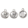 Round Cherub Angel Medallion Charm in Two Finishes view 6