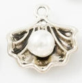 Shell and White Faux Pearl Metal Charm in Seven Finishes view 7