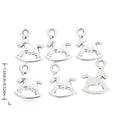 Rocking Horse Metal Charm in Textured Metal for Jewelry Making view 3