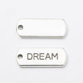 Dream Rectangular Message Tag Charm in Antique Silver view 3