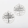 Large Round Tree Charm in Antique Silver Finish for Jewelry view 3