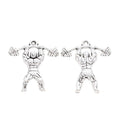 Antique Silver Weightlifter Athlete Pendants for Jewelry Making view 3