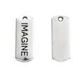 IMAGINE Engraved Rectangular Tag Pendant Charm in Antique Silver view 3