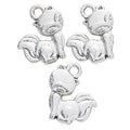 Sitting Fox Metal Charm in Textured Metal for Jewelry Making view 9