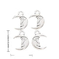 Crescent Moon Face Metal Charm in Textured Metal for Jewelry Making view 3
