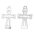 Open Outline Cross Metal Charm for Jewelry Making in Antique Silver view 3