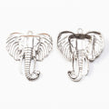 Antique Elephant Head Metal Charm With Tusks, Two Finishes view 6