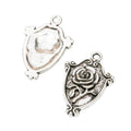 Vintage Finish Metal Shield Rose Charms in 2 Style Options view 6