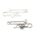 Miniature Trombone Charm In Antique Bronze and Antique Silver Metal Finish view 7