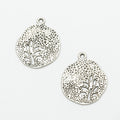 Textured Round Tree Charms In Four Finishes For Jewelry Making view 9