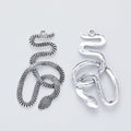 Antique Silver Coiled Snake Charm with Textured Scales view 3