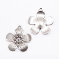 Textured Five Petal Flower Charms in Three Metal Finishes view 8