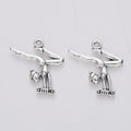 Ballet Dancer Metal Charm for Jewelry Making in Antique Silver view 3