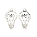 Antique Silver Open Light Bulb Metal Pendant Charm view 3
