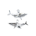 Textured Shark Charm in Antique Silver Tone Jewelry Making Component view 3