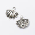 Vintage Style Metal Ridged Seashell Charm in 7 Metal Finishes view 9