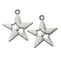 Double Star Cutout Charm In Antique Bronze and Antique Silver Metal Finish view 6