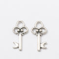 Small Flower Top Key Charm In Antique Bronze and Antique Silver Metal Finish view 7