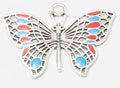 Large Enamel Butterfly Pendant in Three Antique Metal Finishes view 4