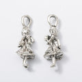 Girl In Dress Charm In Antique Bronze, Antique Silver and Antique Gold Metal Finish view 7