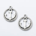 Vintage Finish Metal Rope Circle Anchor Charms in 4 Style Options view 9
