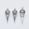 Ornate Bird Skull Charm in Six Vintage Metal Finishes view 11