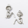 Seated Bob-Hair Woman Charm In 2 Metal Finishes For Jewelry Making view 6