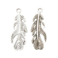 Detailed Long Feather Metal Charm in Antique Silver Finish view 3