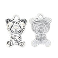 Lucky Teddy Bear Metal Charm with Bow in Antique Silver Tone view 3