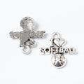 Softball Word and Ball Pendant Charm in Two Finishes view 6