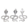Antique Silver Coiled Cobra Snake Metal Pendant Charm view 3