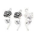 Rose Stem Vintage Metal Charm Pendant for Jewelry Making view 3