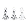 Antique Silver Openwork Christmas Tree Charm with Star Top view 3