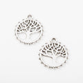 Round Tree of Life Charms in Silver and Light Gold Tones view 4