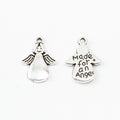 Double-Sided Angel Message Metal Charm in Antique Silver view 3