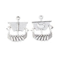 Viking Longship Charm with Sail and Oars in Silver Tone view 3