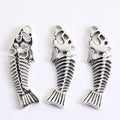 Long Fish Skeleton Detailed Metal Charm in 2 Finishes view 6