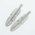Long Feather Charm Pendants in 6 Metal Finish Options view 9