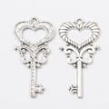 Open Heart Skeleton Key Metal Charms in Three Finishes view 8