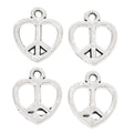 Heart Peace Sign Charm in 1 Metal Finish for Jewelry Making view 3