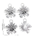 Flower Charm with ribbed petals in Antique Silver for Jewelry Making Crafts view 3