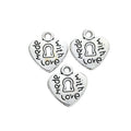 Made With Love Heart Charm with a heart outline, keyhole, in 3 Metal Finishes view 8