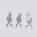Walking Zombie Metal Charm in Detailed Antique Silver view 3