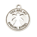 Round Special Angel Cutout Metal Charm in Three Finishes view 8