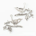 Bird on Branch Detailed Metal Charm Pendants in 2 Finishes view 6