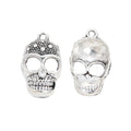 Detailed Skull Alloy Charm in Antique Silver Finish view 3