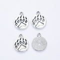 Round Bear Paw Detailed Metal Charm in 1 Finish for Crafting view 3