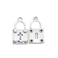 Bronze Gold and Silver Love Lock Charms with Cross Detail view 9