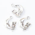 Owl On Crescent Moon Antique Metal Charms Jewelry Findings view 6