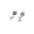 Long Stem Rose Metal Connector in Antique Silver Tone view 3